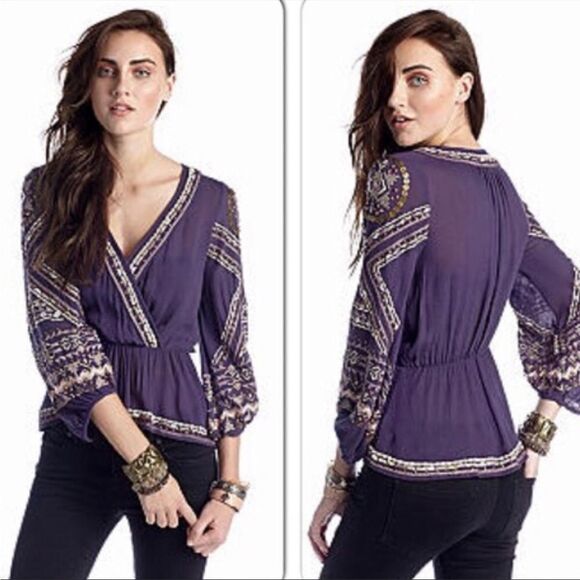 Free People Boho Stitch Up Your Heart Blouse - Picture 2 of 11